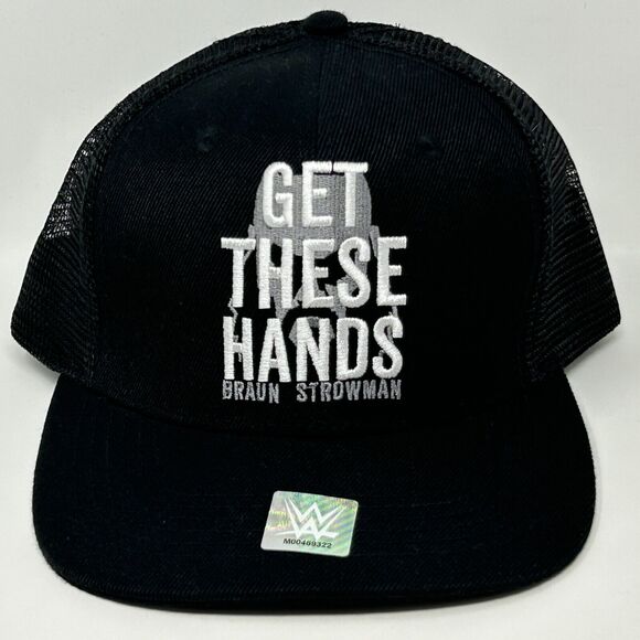 Braun Strowman Trucker Hat Baseball Cap Get These Hands WWE Raw Wrestling Black - Picture 10 of 10